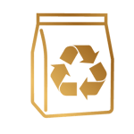 designed for recycling golden icon